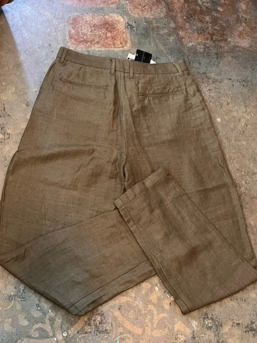 Magaschoni Man Linen Blend Pull On Pants Khaki sz 33